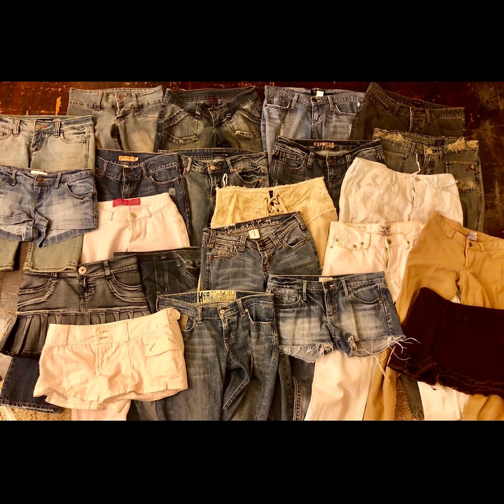 LOT 22 Designer jeans capris shorts skirts S 1 2 3